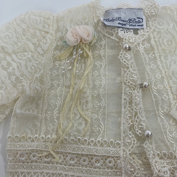 Vintage Baby Girl’s Fancy Cardigan, Booties, Headband, Blanket, Cream, lace, Bea - Picture 12 of 17